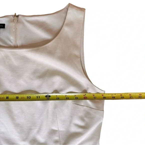 Talbots Black Cream Ponte Grosgrain Trim Sheath Dress Sleeveless Round Neck 10 - Picture 7 of 13
